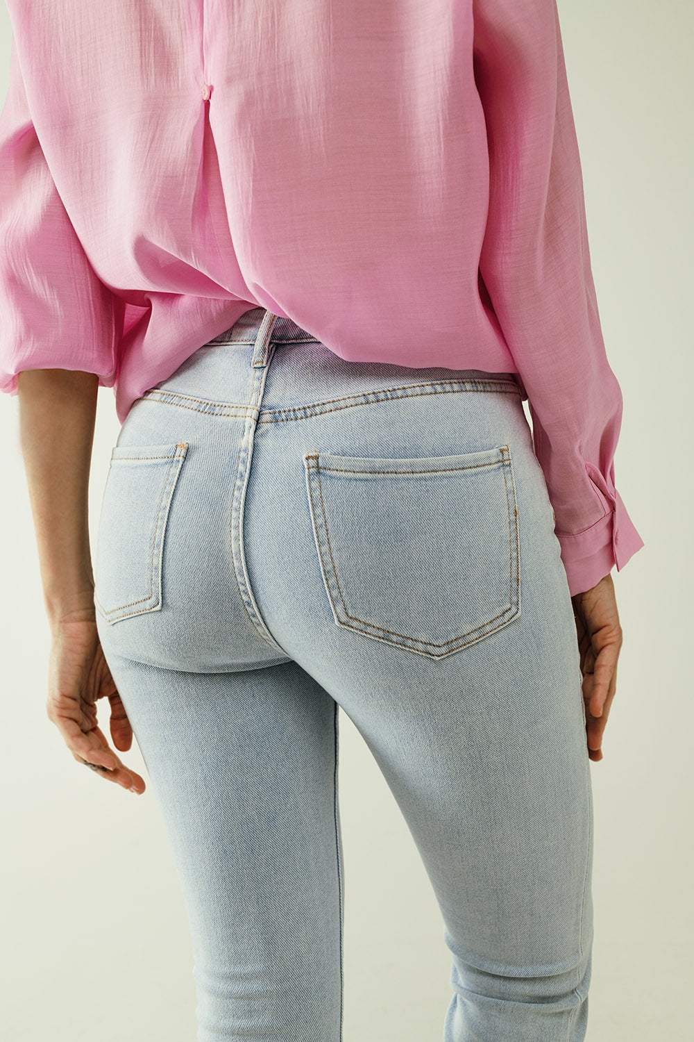 European flared light blue denim
