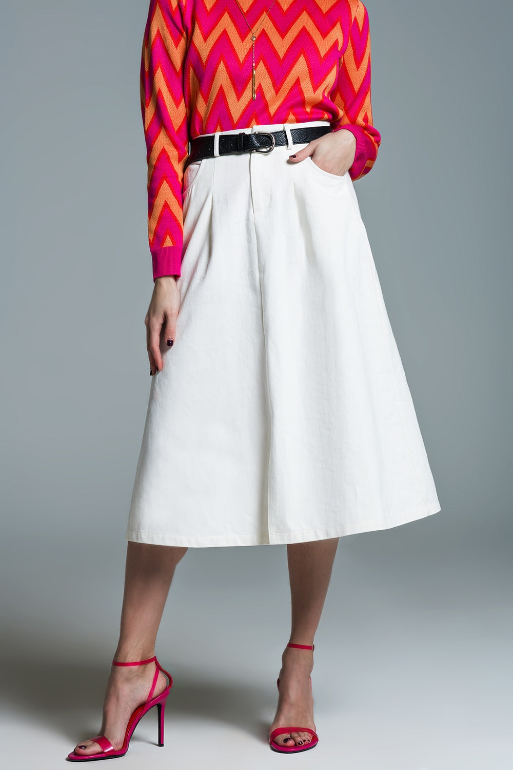 European MIDI White Skirt