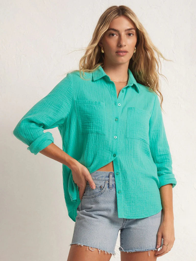 KAILI BUTTON UP GAUZE TOP