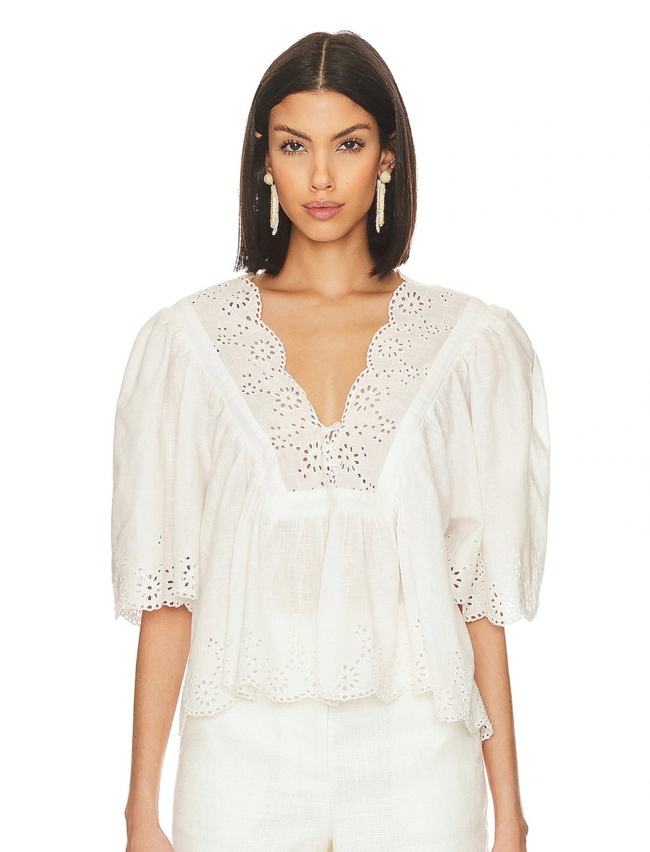 Costa Eyelet top in bright white