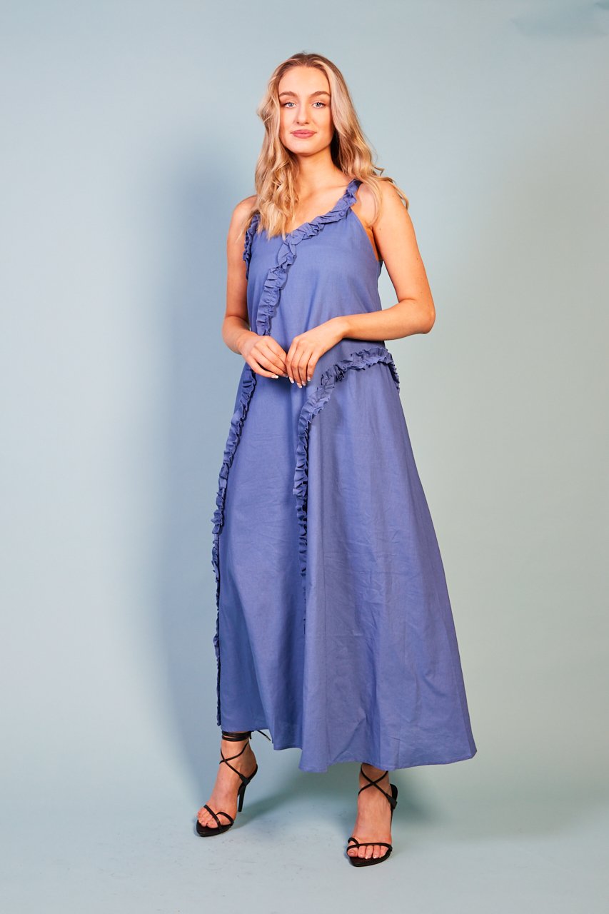 Baloot blue linen cotton dress