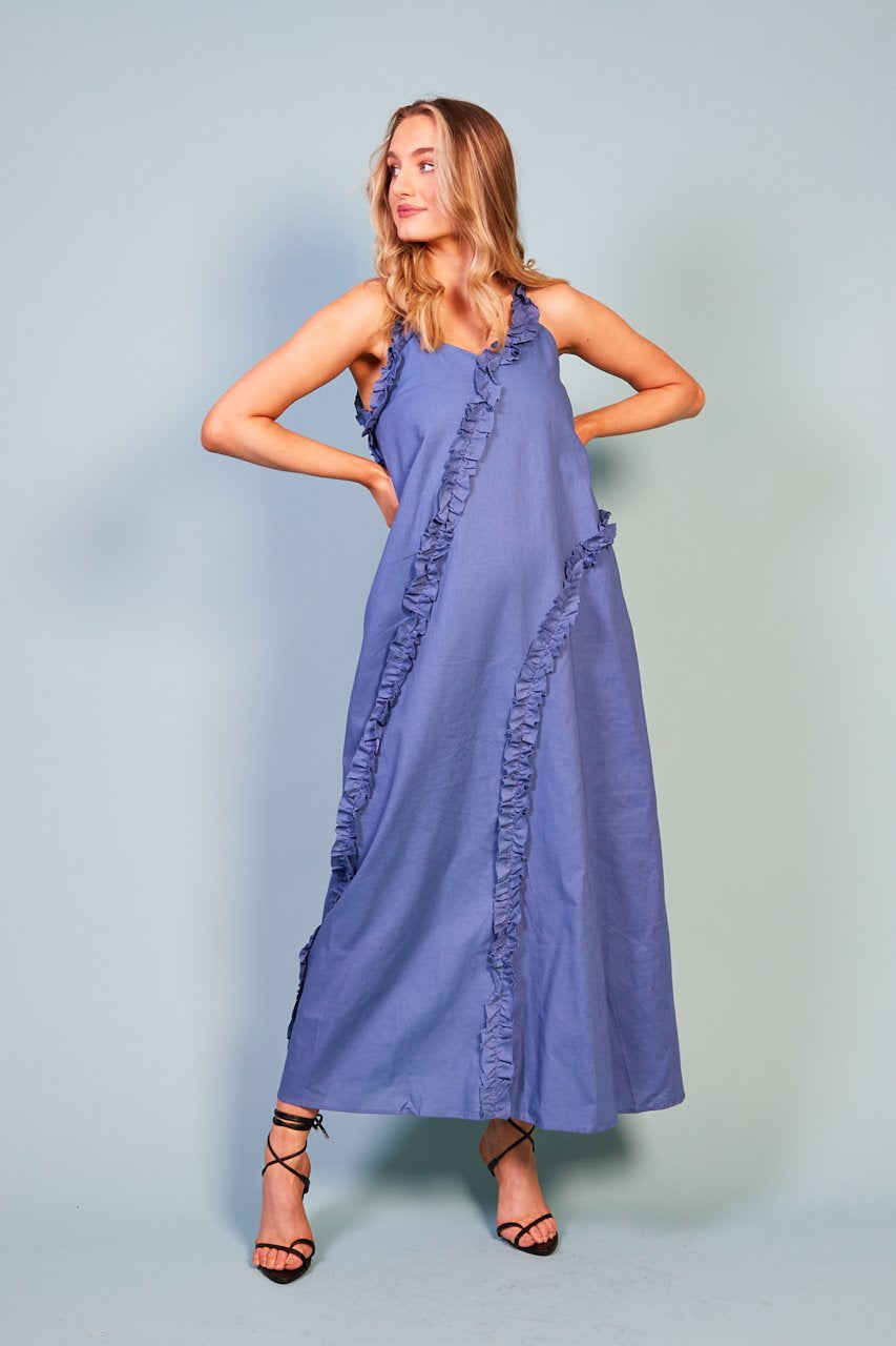 Baloot blue linen cotton dress