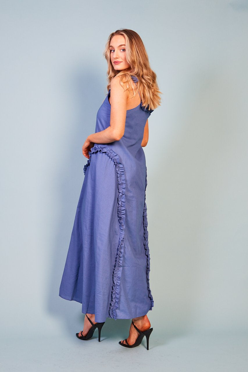 Baloot blue linen cotton dress