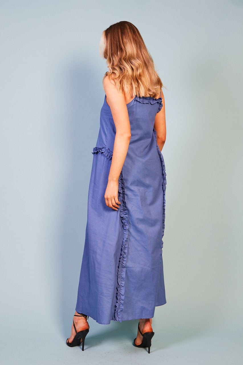 Baloot blue linen cotton dress