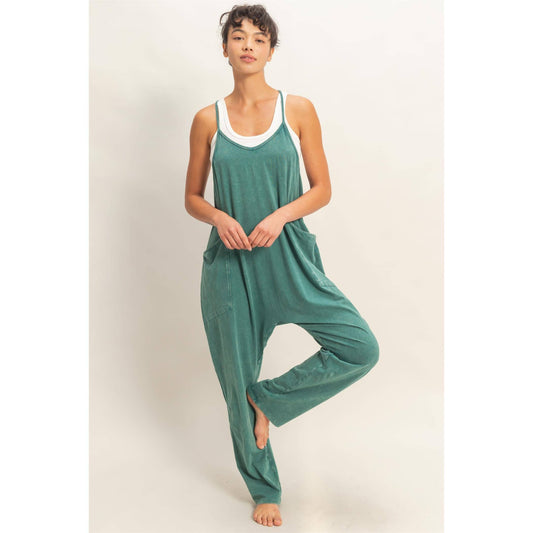 Mineral Wash Spaghetti Strap Jumpsuit