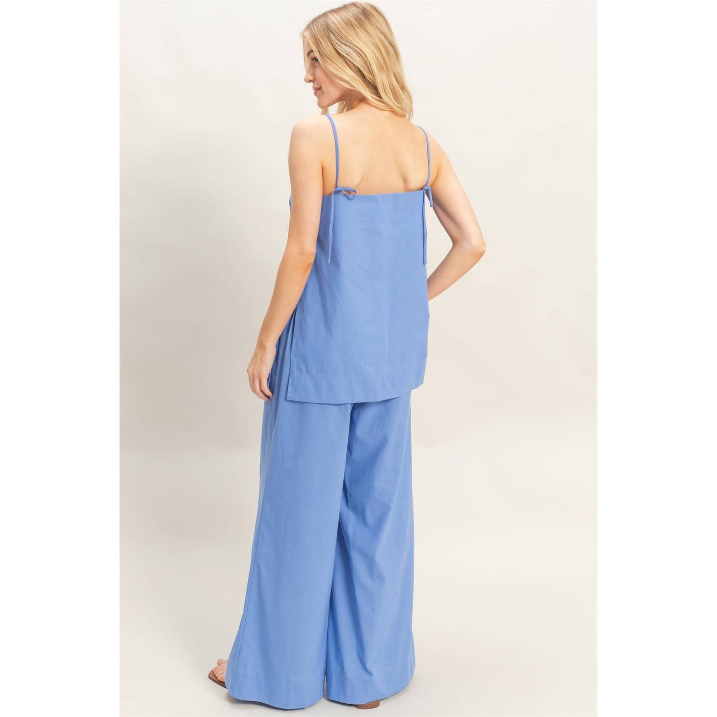 Spaghetti Strap Top & Wide-Leg Pants Set