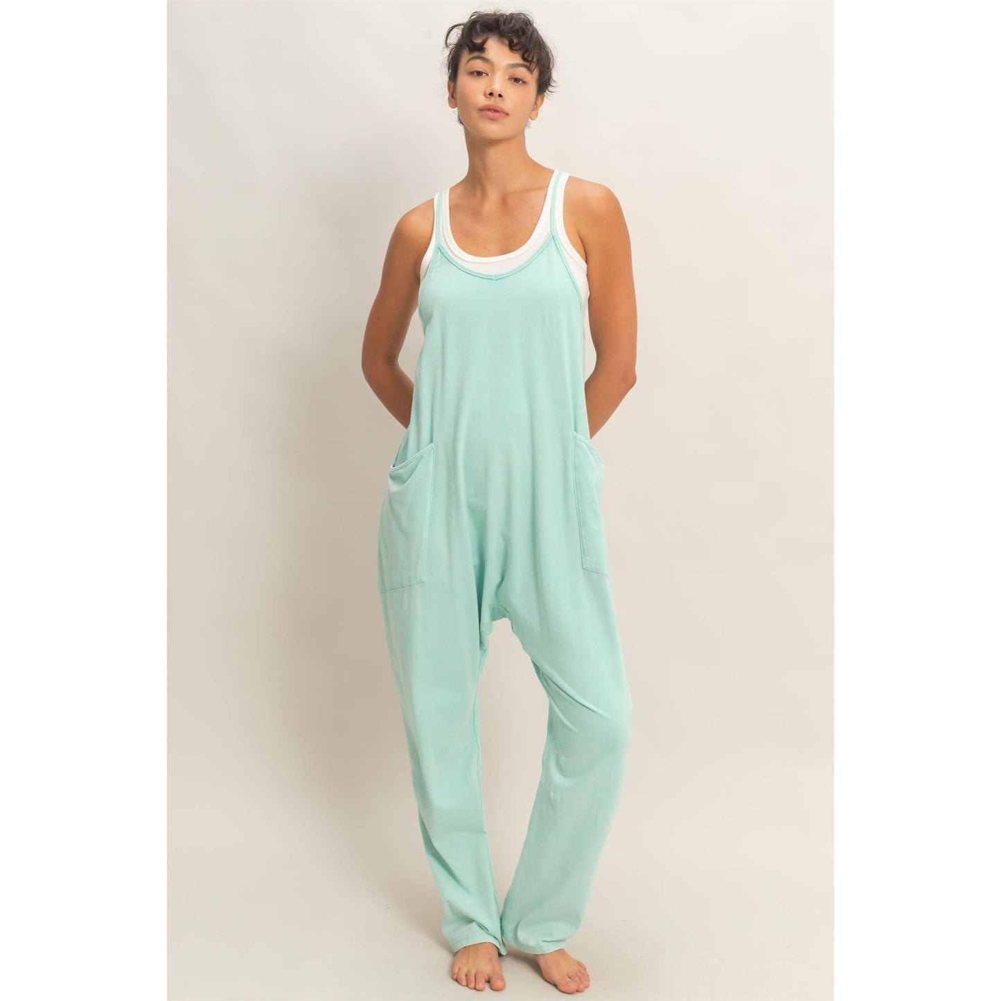 Mineral Wash Spaghetti Strap Jumpsuit