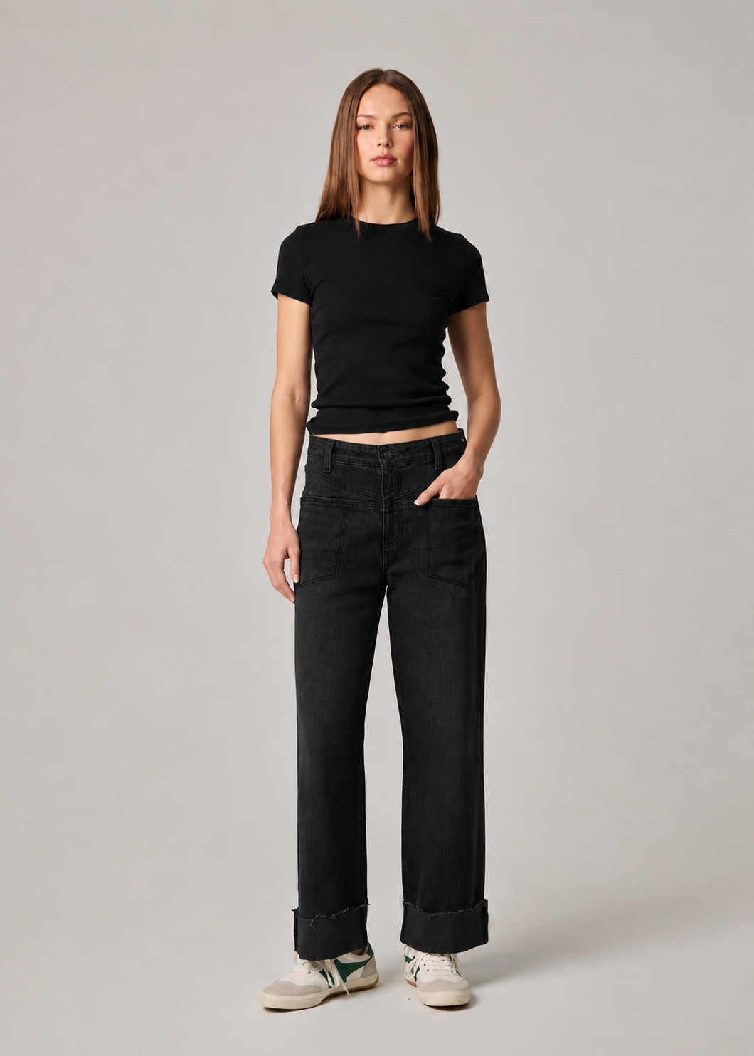vincent high rise cuffed wide leg jeans