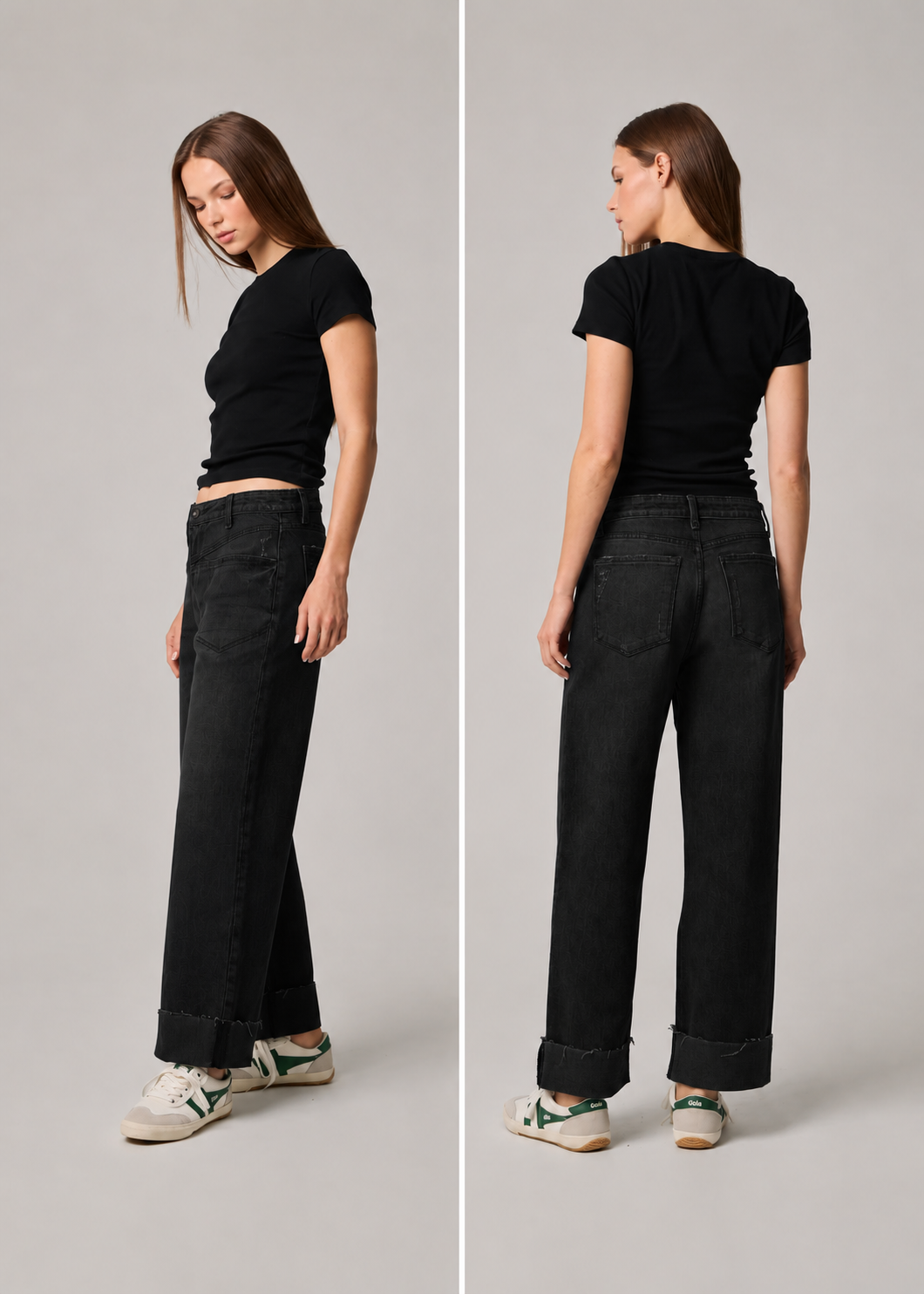 vincent high rise cuffed wide leg jeans