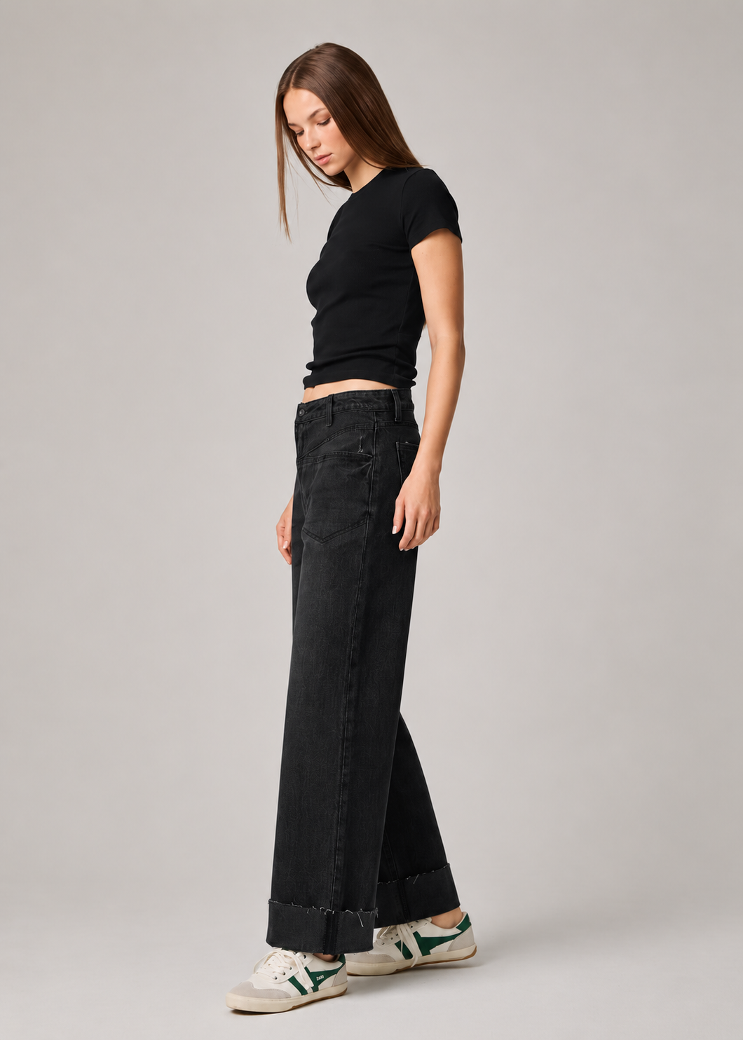 vincent high rise cuffed wide leg jeans