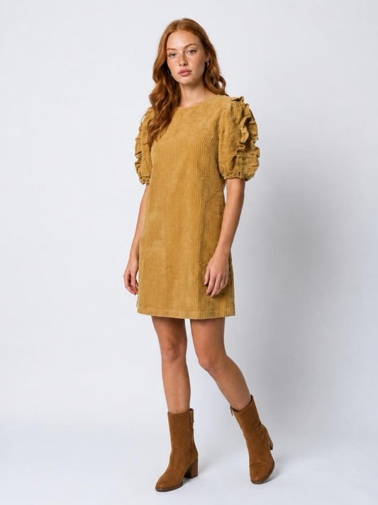 Cord shift dress