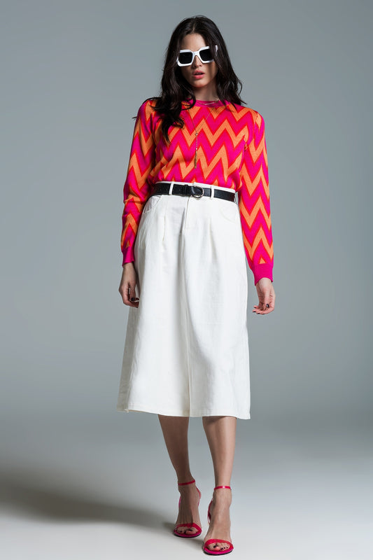 European MIDI White Skirt