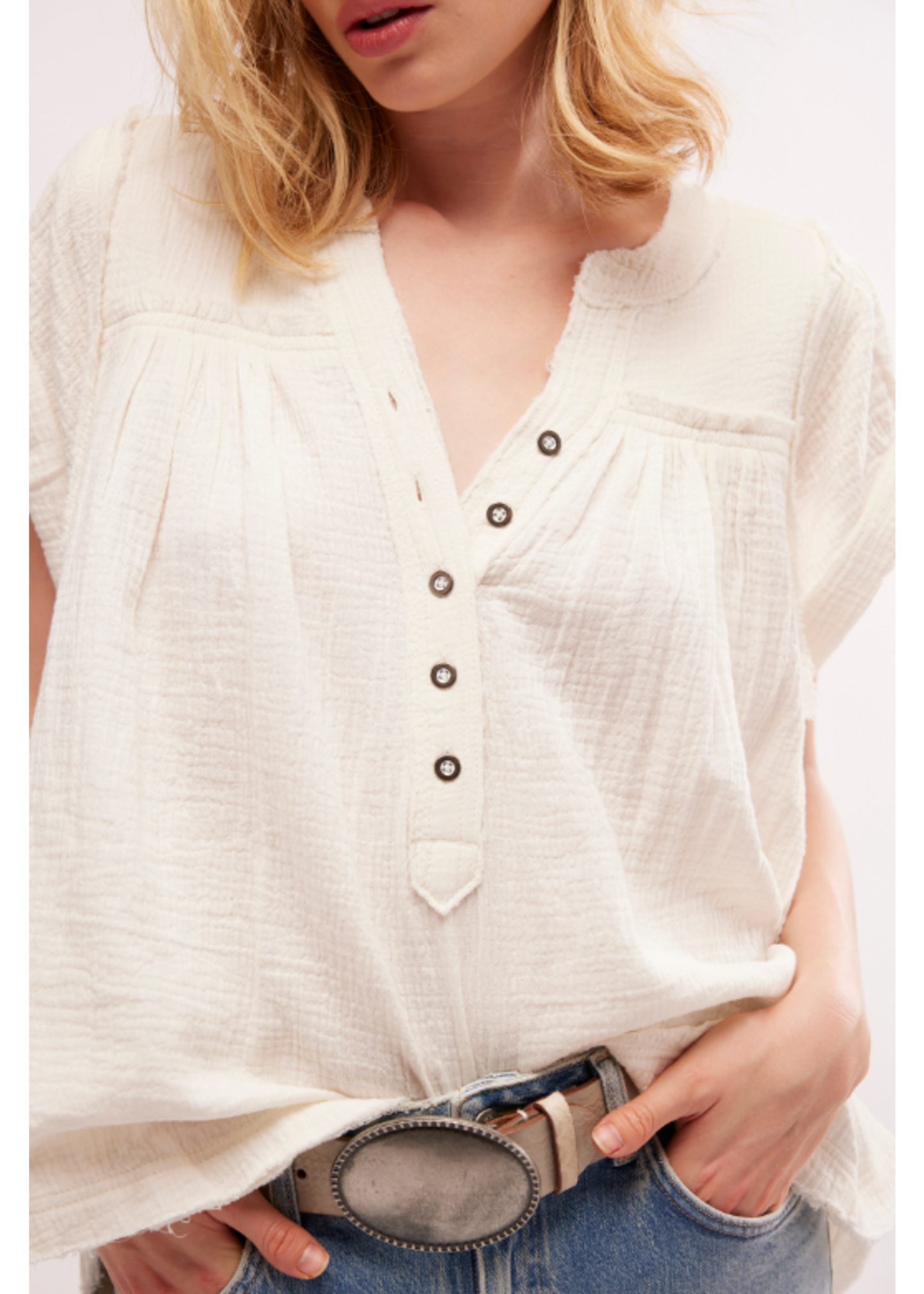 Free People Horizons Double Cloth - Optic White