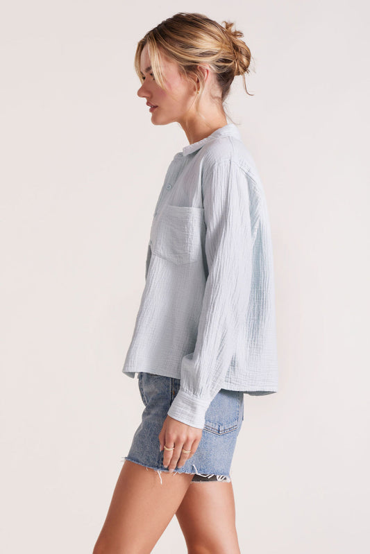 Bobbi Cropped button front long sleeve top
