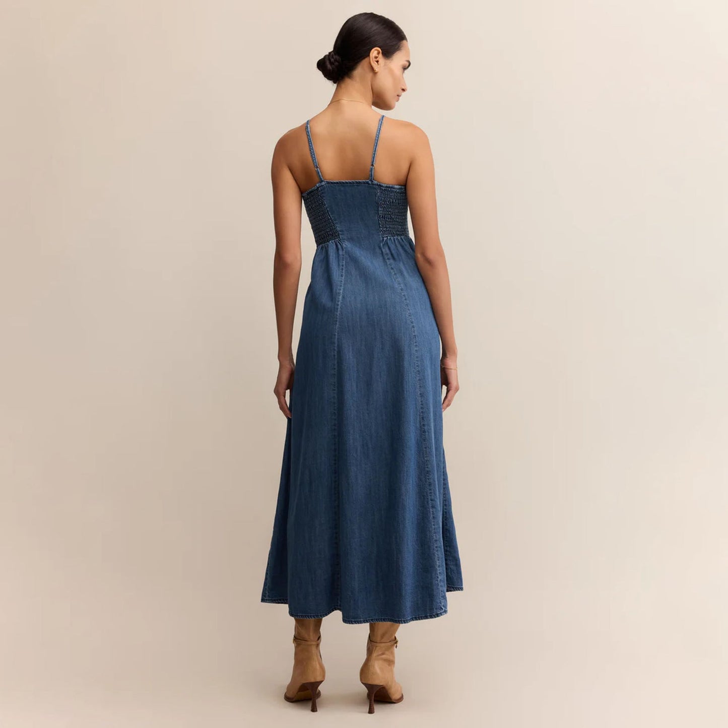 Z Supply Angel Eyes Denim Midi Dress Medium Indigo