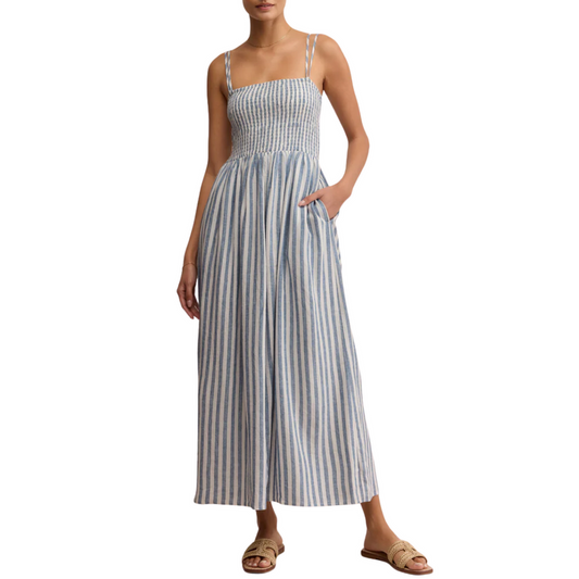 NADINE STRIPED MIDI DRESS IN BOATHOUSE