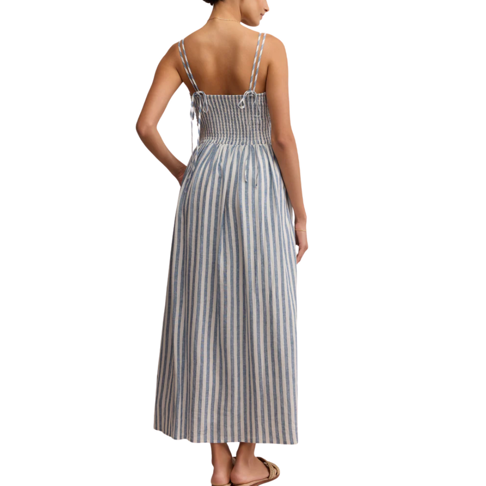 NADINE STRIPED MIDI DRESS IN BOATHOUSE