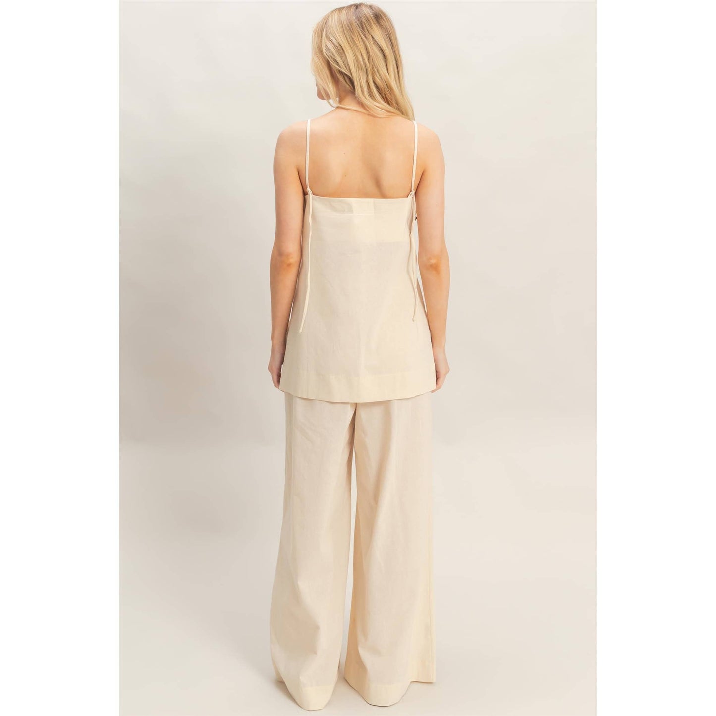 Spaghetti Strap Top & Wide-Leg Pants Set
